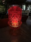 Viberant   Excellent 1970s Fenton Fine Cut Block   Pattern Amberina Fairy Lamp