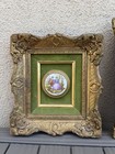 2 Vintage Fragonard Art Wall Ornate Frames Porcelain Oval Courting Couples Mcm
