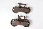 Vtg Cast Iron Barn Door Rollers Slides Double Wheel 2pc  c2 