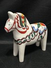 Scandia Dala Horse Figurine Ceramic Hand Painted Brazil 7  Vintage 70s