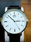 Akribos Xxiv Men   s Watch - Ak1033ss - White Dial Black Leather - New Watch 
