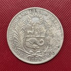 1885 Td Peru Un Sol Silver Coin 90  25g 22 5g Asw