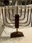 Vintage Brass   Wood Electric Hanukkah Menorah - Judaica