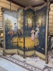 Antique French Rococo 18th-century Style Hand-painted wood 4-panel Room Divider 