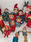 Lot Of 20 Vintage Christmas Knee Hugger Pixie Elves Felt Japan Etc