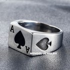 Mendel Mens Biker Casino Lucky Poker Ring Jewelry Men Stainless Steel Size 7-15
