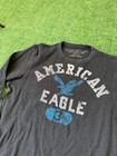 American Eagle Men s Shirt Xl Y2k 2000s Black Vintage Thermal Top Long Sleeve