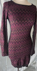 Free People Purple black Geometric Knit Open Back Stretch Sweater Dress M