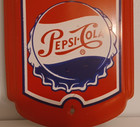 1980s Pepsi Cola Soda Bottle Cap Advertising Thermometer Sign Red Cap Soda Sign
