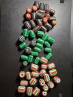 Lot - Vintage Chevron Glass Beads - 60 Indian Native American Beads  b82 