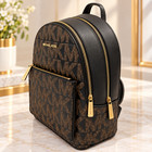 Michael Kors Adina Medium Backpack Black Brown Mk Signature Logo Women s Bag