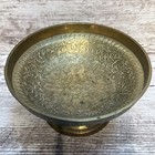 Vintage Solid Brass Tazza   Bowl Ingraing Flowers Motifs Art Deco Style 6 5in 