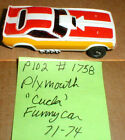 Aurora Afx Pymouth Super Cuda Funny Car Ho Scale 1976-77   1758 Body Only