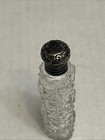 Antique Victorian Cut Glass Perfume Bottle Sterling Silver Repousse 3 Inch