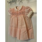 Vintage Polly Flinders Pink Hand Smocked Dress Lace Collar 24 Months