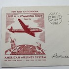 1946 American Airlines Aoa First Us Commercial Flight Cover Ny To Stockholm