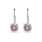 925 Silver Light Purple Round Leverback Earrings Made With European Crystals 