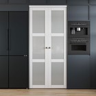 French Pivot Door For 36  X 80  Opening  Double Frosted Glass Panels With Har   