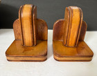 Vintage Art Deco Wood Bookends Pair 1930s Amsterdamse School Geometric Stepped