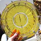 Antique Yellow Depression Glass 10 5  Plate Marked Sterling Silver Overlay 1920s