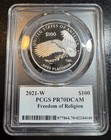 2021 W  100 Platinum American Eagle Religion Pcgs Pf70 Ultra Cameo