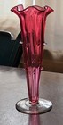 Antique Cranberry Art Glass Vase Mold Blown Naturalistic Victorian