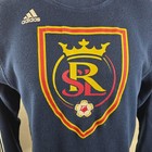 Real Salt Lake Shirt Mens Large Blue Adidas Mls Soccer Thermal Waffle Knit Logo
