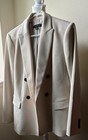 Ann Taylor Beige Notch Lapel Lined Double-breasted Blazer Solid Women   s 12