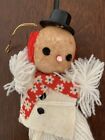 Vintage Snowman Christmas Ornament Spun Cotton Head 4 