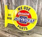Chevrolet Chevy Parts Large Flange Yellow Metal Tin Sign Garage Man Cave Bar