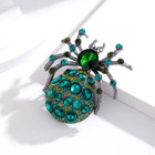 Vintage Halloween Spider Brooch Silver Tone Rhinestone Insect Pin Jewelry Gift