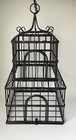 Vtg Black Pagoda Asian Style Metal Birdcage Home Decor