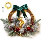 Christmas Door Wreath Lighted Xmas Wreaths -  Winter Wreaths For Gold Reindeer