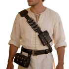 6pcs Medieval Renaissance Leather Belt Set - Adjustable  Stylish Costume Accesso