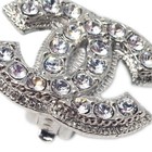 Chanel Cc Earrings Clip-on Silver Rhinestone 09a 194980