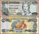 Bahamas 1 2 Dollar  2001  P-68  Unc X 100 Pcs Bundle Pack