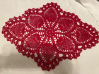 New Red Crochet Doily  13 x17  Pineapple Design