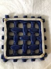 7 X 7 Cobalt Blue Berardos Ceramic Stoneware Woven Lattice Trivet Portugal