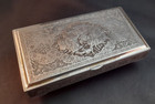 Antique Persian Middle Eastern Islamic Sterling Silver Cigarette Box 270g Rare