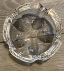 Vintage Glass Crystal Thick 5 Sided 6 5 Round Cigar Ashtray