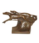 Pair Of Art Deco Stylized Patinated Bronze Greyhound Dog Bookends
