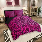Jejeloiu Kids Hot Pink Leopard 7 Piece Bedding Set Twin Twin  Black