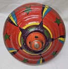 Vintage 1950   s Ohio Art Co  Toy Spinning Top Tin Litho Red Wooden Handle