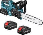Seesii 12  Electric Chainsaw Cordless Handheld Chain Saw Wood Cutter 2 battery