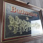 Vintage Budweiser Kings Of Beers Mirror Framed Sign 20x14    Clydesdales Bar Decor