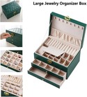 3 Layers Jewelry Box Organizer large Capacity Ring Earring Necklace Storage Case