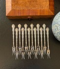 Rare Set 12 Gorham Strasbourg Sterling Silver Pickle Olive Forks American 5 75   
