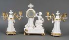 Antique French Bronze   Biscuit Clock Set Signed Leroy Paris S  vres Mark 19th C