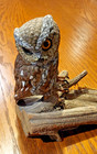 Signed  screech Owl  Wood Carving - Vintage