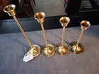 4 Vintage Brass Candle Holders Graduated Tapered Candlesticks 6  - 9   lot 9461 